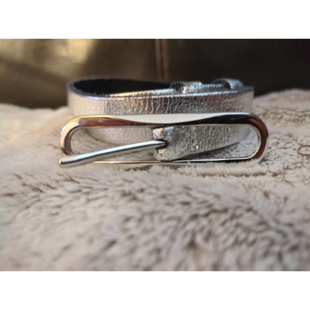 Express Leather Silver Belt  Made In England.  Sz.  M/L
